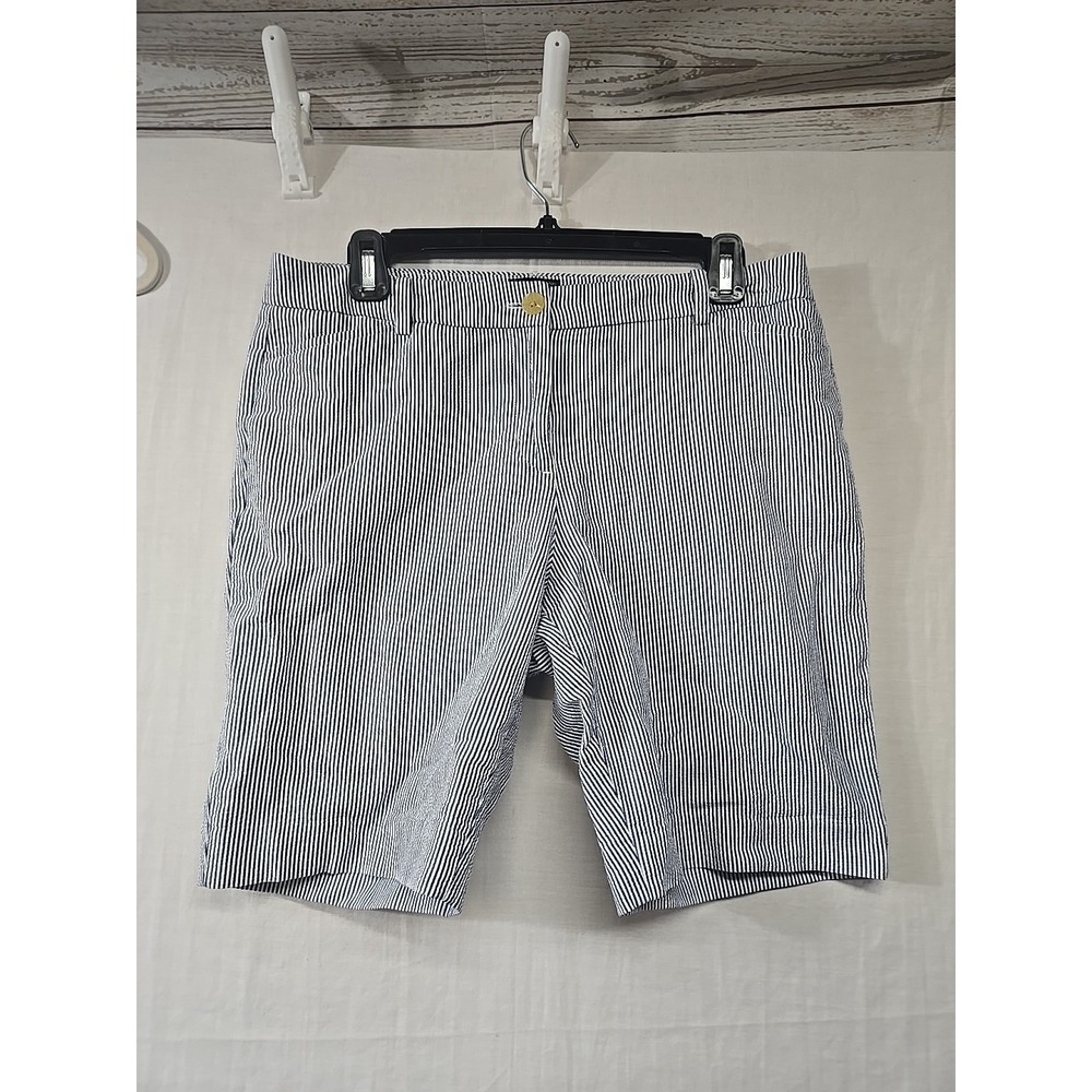 Talbots The Perfect Shorts‎ Womens Size 8P Petite Seersucker Stretch Bermuda